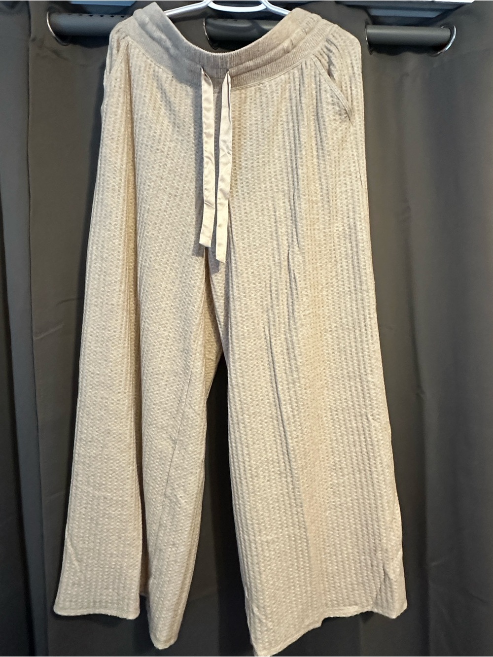 torrid Neutral Cream Waffle Knit Wide-Leg Drawstring Pants